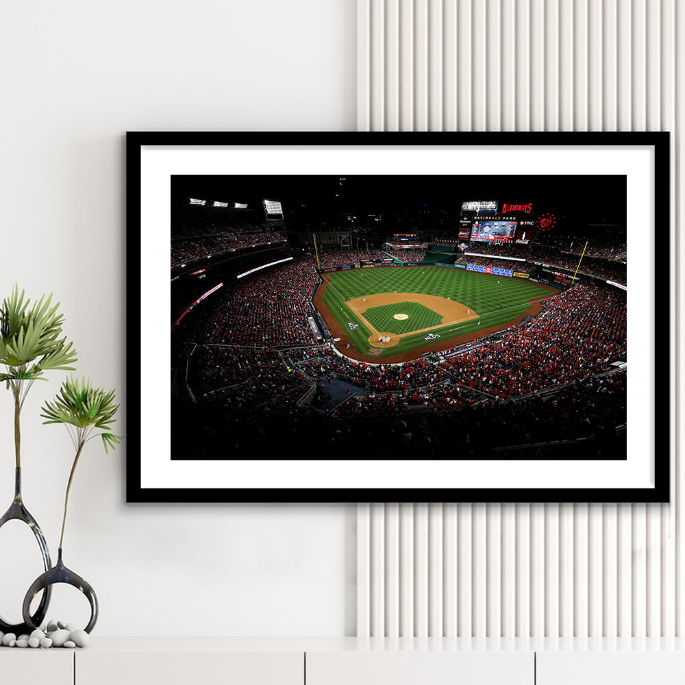 Nationals Park in Washington, Stadium Canvas, Sport Art, Gift for him, White Border Framed Art Print Wall Decor