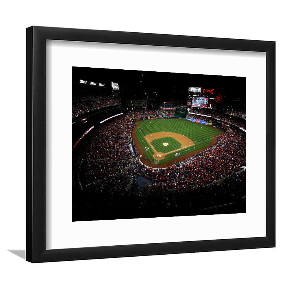Nationals Park in Washington, Stadium Canvas, Sport Art, Gift for him, White Border Framed Art Print Wall Decor