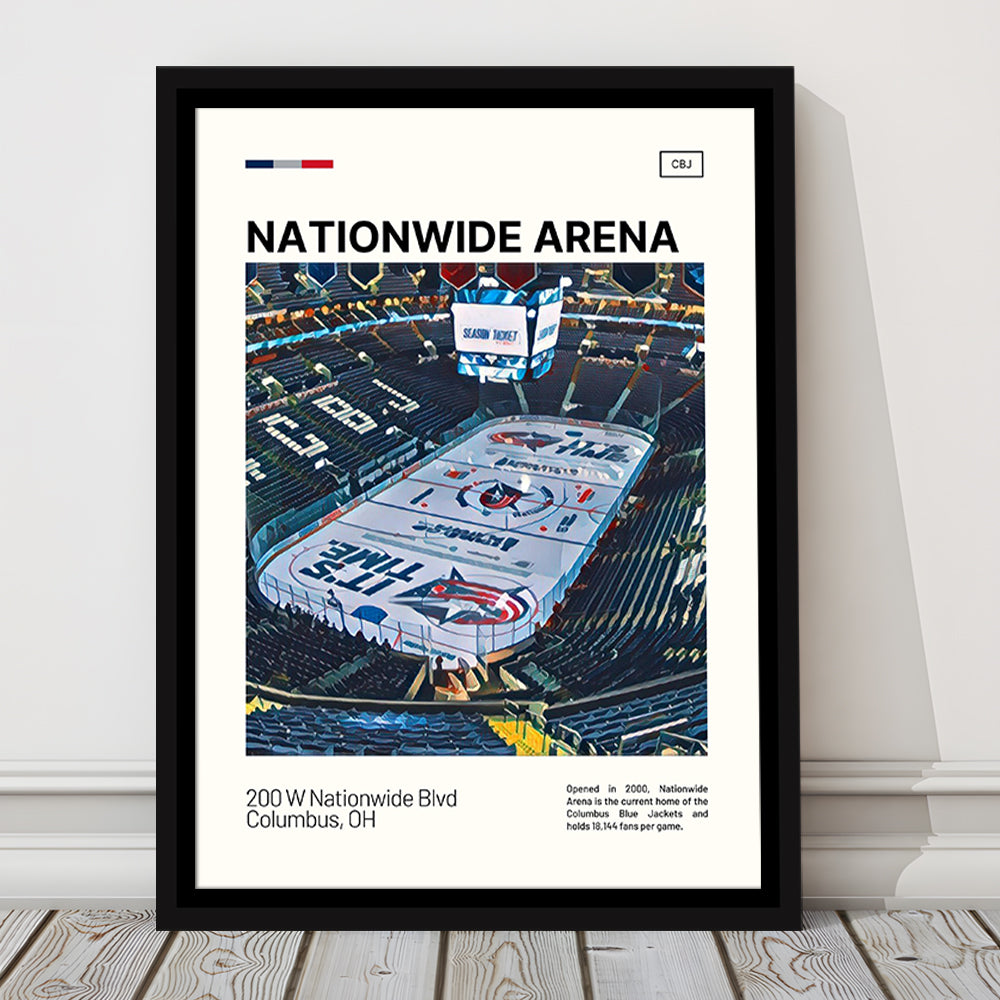 Nationwide Arena Print, Columbus Blue Jackets Stadium Canvas Art100, Man Cave Gift, Floating Framed Canvas Print Wall Art