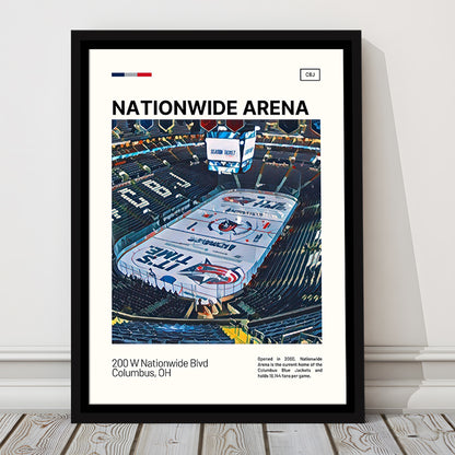 Nationwide Arena Print, Columbus Blue Jackets Stadium Canvas Art100, Man Cave Gift, Floating Framed Canvas Print Wall Art