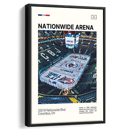 Nationwide Arena Print, Columbus Blue Jackets Stadium Canvas Art100, Man Cave Gift, Floating Framed Canvas Print Wall Art
