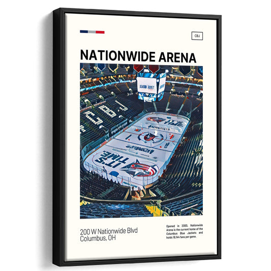 Nationwide Arena Print, Columbus Blue Jackets Stadium Canvas Art100, Man Cave Gift, Floating Framed Canvas Print Wall Art