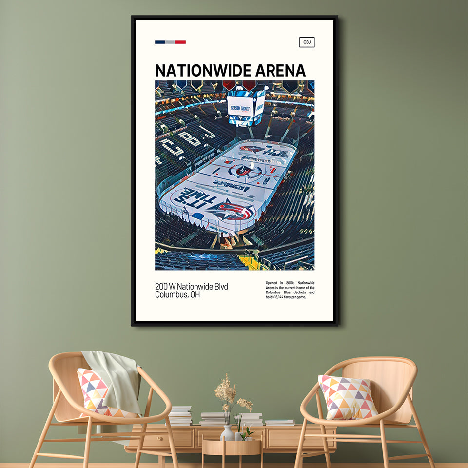 Nationwide Arena Print, Columbus Blue Jackets Stadium Canvas Art100, Man Cave Gift, Floating Framed Canvas Print Wall Art