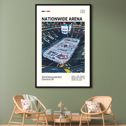 Nationwide Arena Print, Columbus Blue Jackets Stadium Canvas Art100, Man Cave Gift, Floating Framed Canvas Print Wall Art