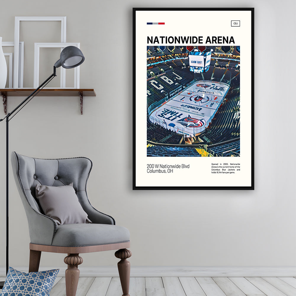 Nationwide Arena Print, Columbus Blue Jackets Stadium Canvas Art100, Man Cave Gift, Floating Framed Canvas Print Wall Art