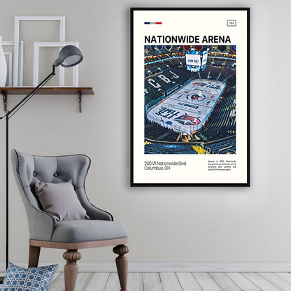 Nationwide Arena Print, Columbus Blue Jackets Stadium Canvas Art100, Man Cave Gift, Floating Framed Canvas Print Wall Art