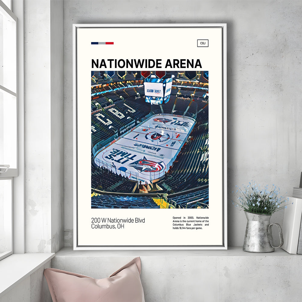 Nationwide Arena Print, Columbus Blue Jackets Stadium Canvas Art100, Man Cave Gift, Floating Framed Canvas Print Wall Art