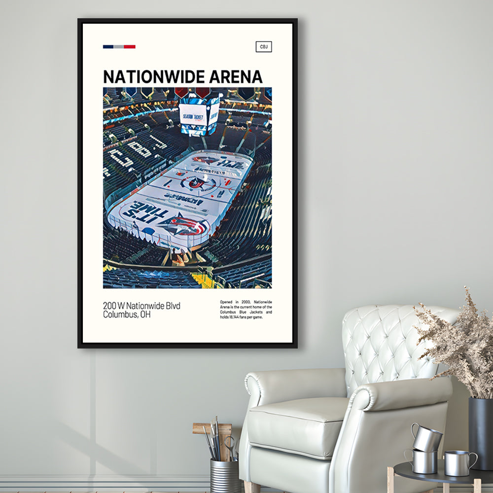 Nationwide Arena Print, Columbus Blue Jackets Stadium Canvas Art100, Man Cave Gift, Floating Framed Canvas Print Wall Art