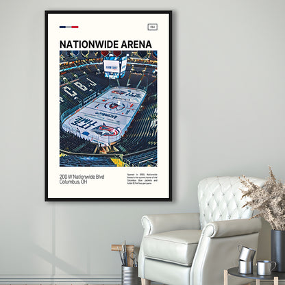 Nationwide Arena Print, Columbus Blue Jackets Stadium Canvas Art100, Man Cave Gift, Floating Framed Canvas Print Wall Art