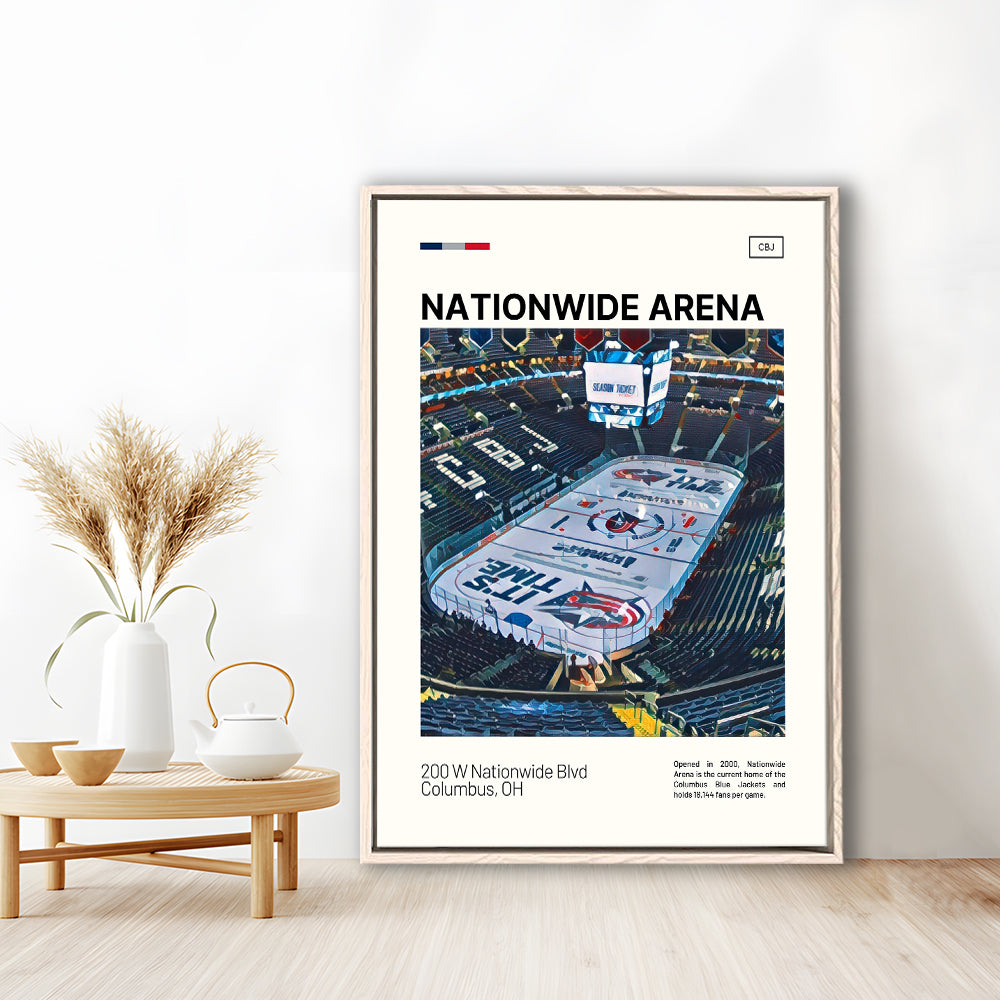 Nationwide Arena Print, Columbus Blue Jackets Stadium Canvas Art100, Man Cave Gift, Floating Framed Canvas Print Wall Art