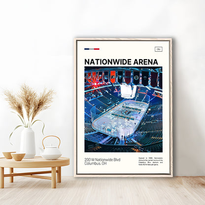 Nationwide Arena Print, Columbus Blue Jackets Stadium Canvas Art, Man Cave Gift, Floating Framed Canvas Print Wall Art