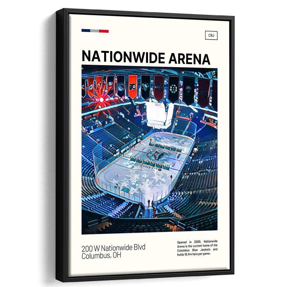 Nationwide Arena Print, Columbus Blue Jackets Stadium Canvas Art, Man Cave Gift, Floating Framed Canvas Print Wall Art