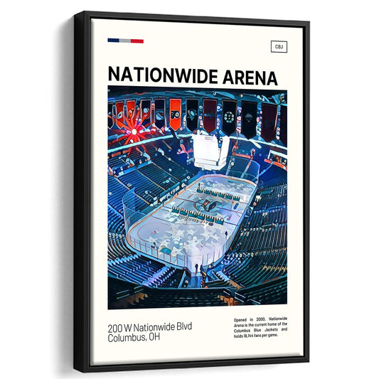 Nationwide Arena Print, Columbus Blue Jackets Stadium Canvas Art, Man Cave Gift, Floating Framed Canvas Print Wall Art