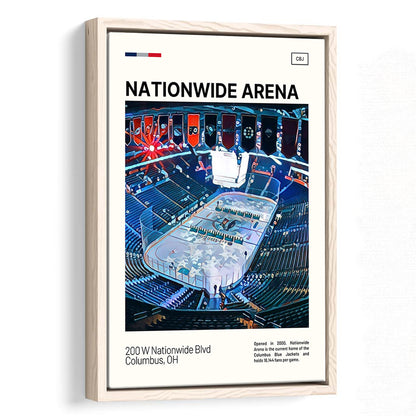 Nationwide Arena Print, Columbus Blue Jackets Stadium Canvas Art, Man Cave Gift, Floating Framed Canvas Print Wall Art