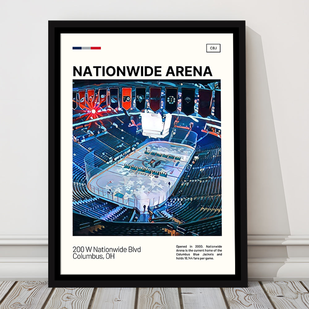 Nationwide Arena Print, Columbus Blue Jackets Stadium Canvas Art, Man Cave Gift, Floating Framed Canvas Print Wall Art