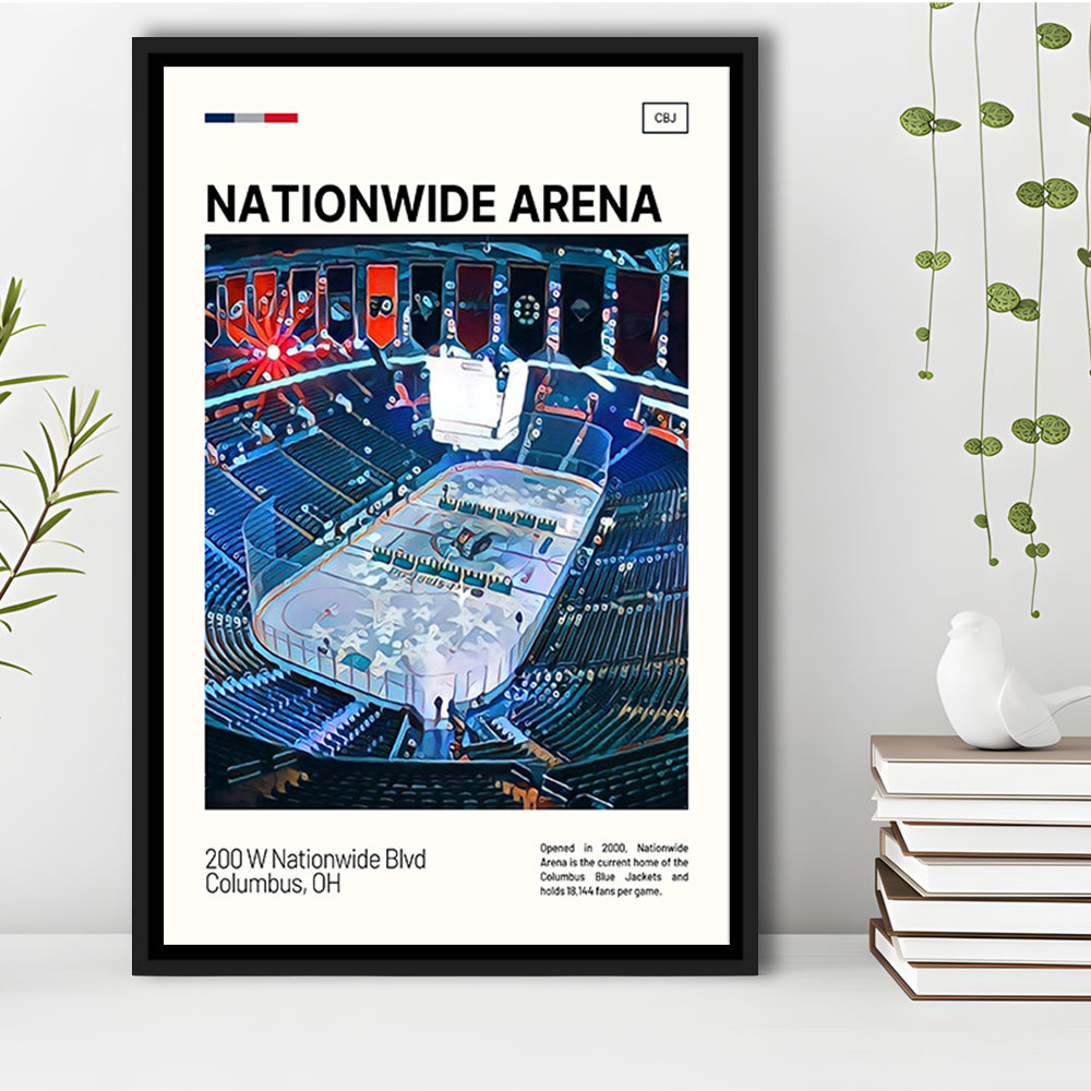 Nationwide Arena Print, Columbus Blue Jackets Stadium Canvas Art, Man Cave Gift, Floating Framed Canvas Print Wall Art