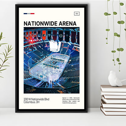 Nationwide Arena Print, Columbus Blue Jackets Stadium Canvas Art, Man Cave Gift, Floating Framed Canvas Print Wall Art