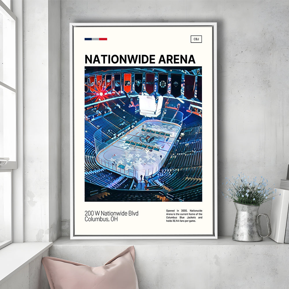 Nationwide Arena Print, Columbus Blue Jackets Stadium Canvas Art, Man Cave Gift, Floating Framed Canvas Print Wall Art