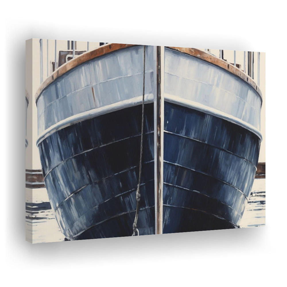 Nautical Navy Blue Rustic Boat Painting Large Lake House Wall Decor, Canvas Print Wall Art, Wall Decor, Painting Canvas