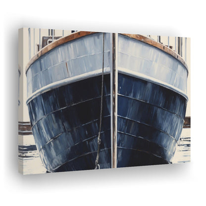 Nautical Navy Blue Rustic Boat Painting Large Lake House Wall Decor, Canvas Print Wall Art, Wall Decor, Painting Canvas