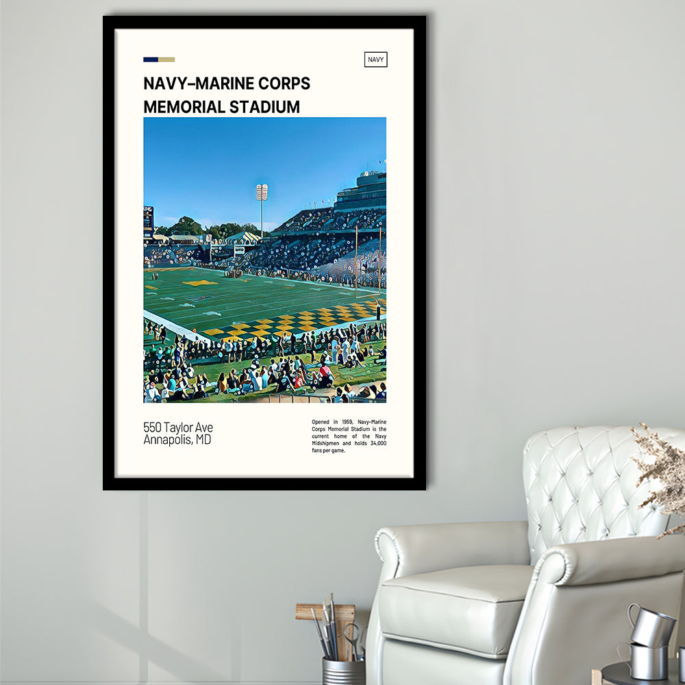 Navy Marine Corps Memorial Stadium Print, Navy Midshipmen Stadium Art, Gifts for him, Sport Art, Framed Art Print Wall Decor