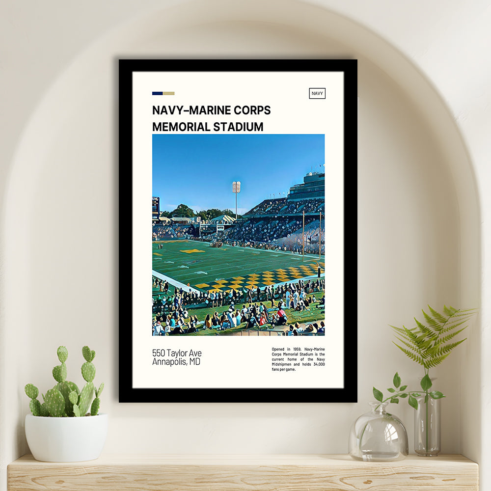 Navy Marine Corps Memorial Stadium Print, Navy Midshipmen Stadium Art, Gifts for him, Sport Art, Framed Art Print Wall Decor