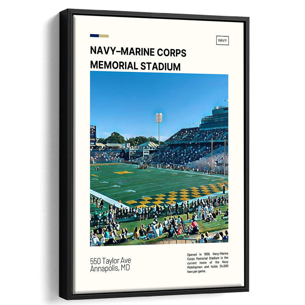 Navy Marine Corps Memorial Stadium Print, Navy Midshipmen Stadium Art, Man Cave Gift, Floating Framed Canvas Print