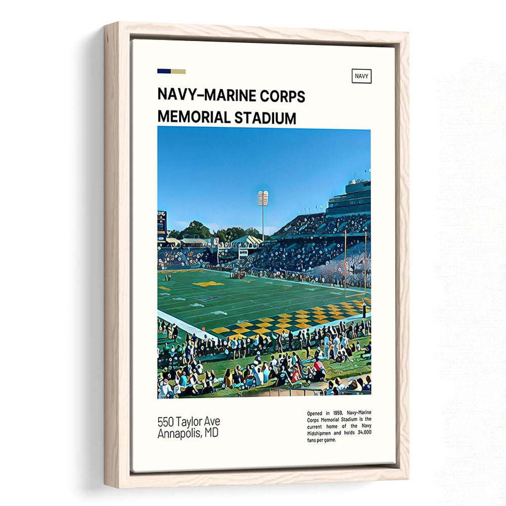 Navy Marine Corps Memorial Stadium Print, Navy Midshipmen Stadium Art, Man Cave Gift, Floating Framed Canvas Print