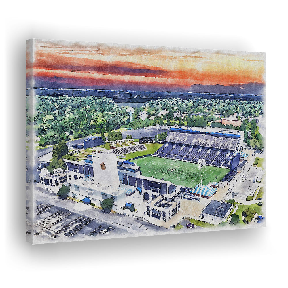 Navy Midshipmen, Navy Marine Corps Memorial Painting Stadium Watercolor, Sport Art, Gifts for him, Canvas Print Wall Art