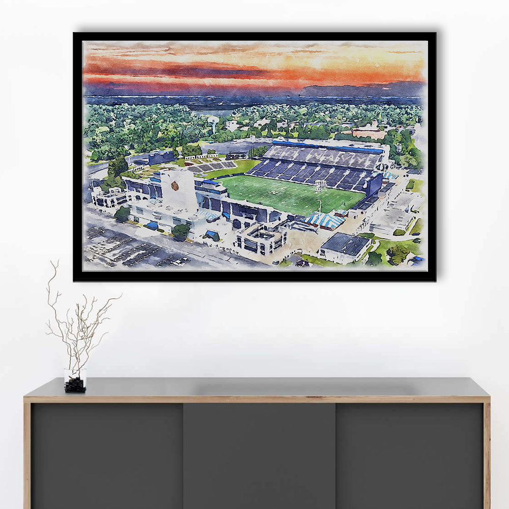 Navy Midshipmen, Navy Marine Corps Memorial Painting Stadium Watercolor, Sport Gift Art, Framed Art Print Wall Decor