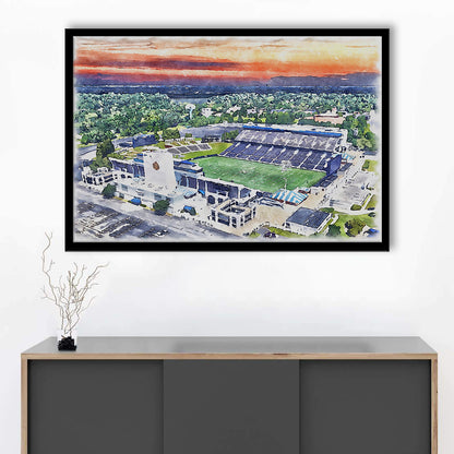 Navy Midshipmen, Navy Marine Corps Memorial Painting Stadium Watercolor, Sport Gift Art, Framed Art Print Wall Decor