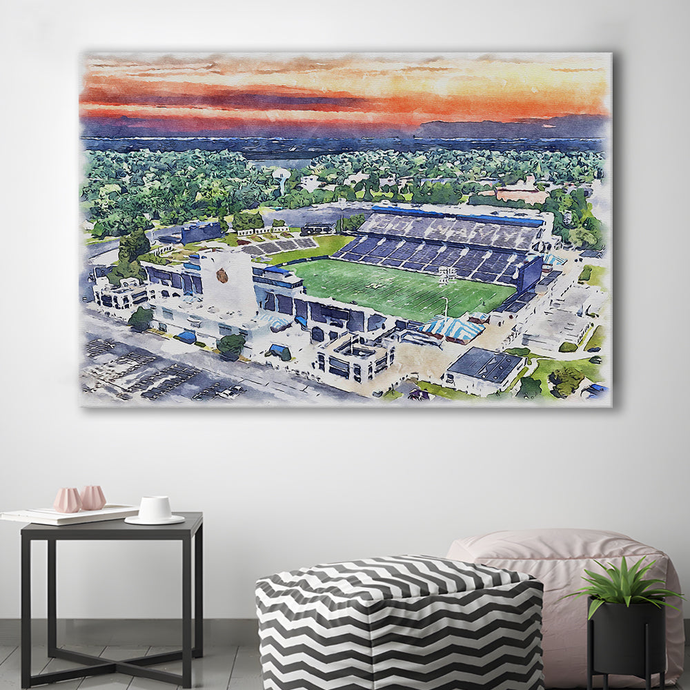 Navy Midshipmen, Navy Marine Corps Memorial Painting Stadium Watercolor, Sport Art, Gifts for him, Canvas Print Wall Art