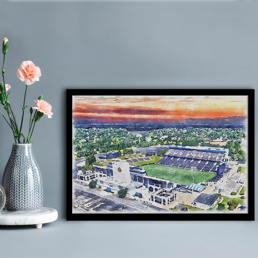 Navy Midshipmen, Navy Marine Corps Memorial Painting Stadium Watercolor, Sport Gift Art, Framed Art Print Wall Decor