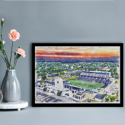 Navy Midshipmen, Navy Marine Corps Memorial Painting Stadium Watercolor, Sport Gift Art, Framed Art Print Wall Decor