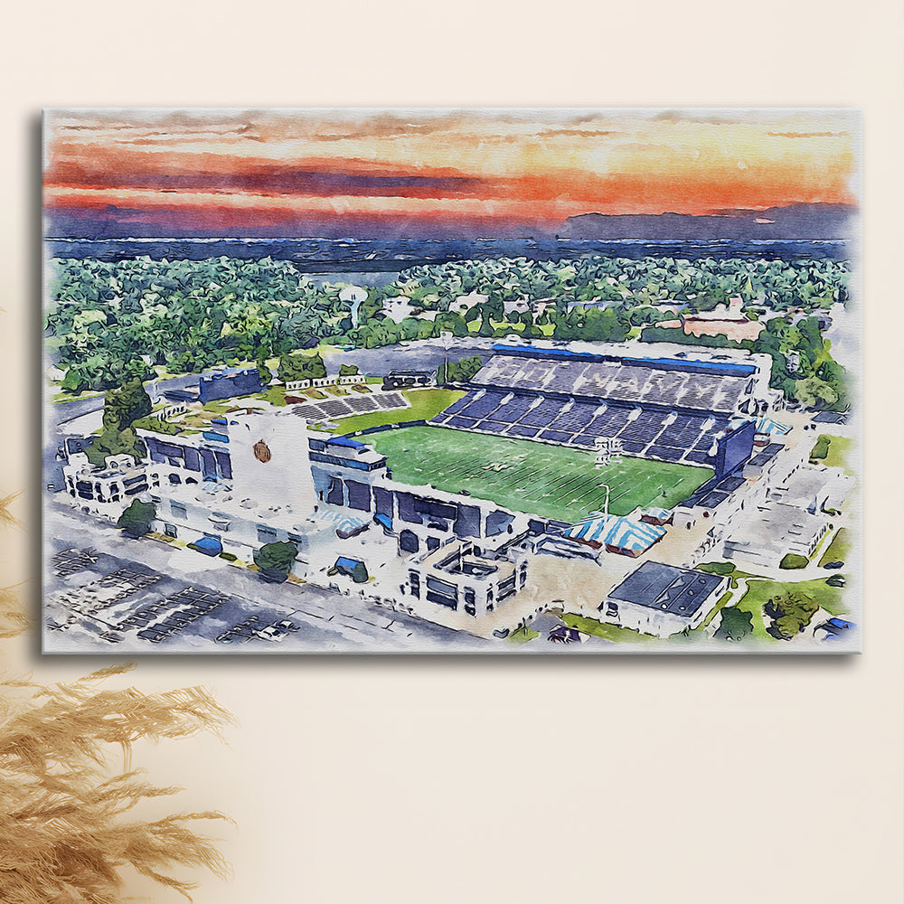 Navy Midshipmen, Navy Marine Corps Memorial Painting Stadium Watercolor, Sport Art, Gifts for him, Canvas Print Wall Art