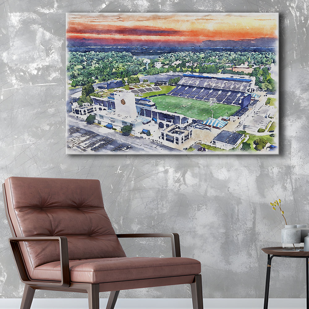 Navy Midshipmen, Navy Marine Corps Memorial Painting Stadium Watercolor, Sport Art, Gifts for him, Canvas Print Wall Art