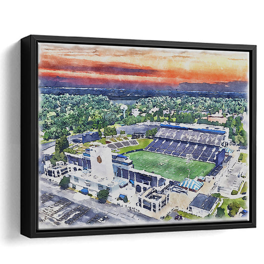Navy Midshipmen, Navy Marine Corps Memorial Painting Stadium Watercolor, Sport Gift Art, Framed Canvas Print Wall Art