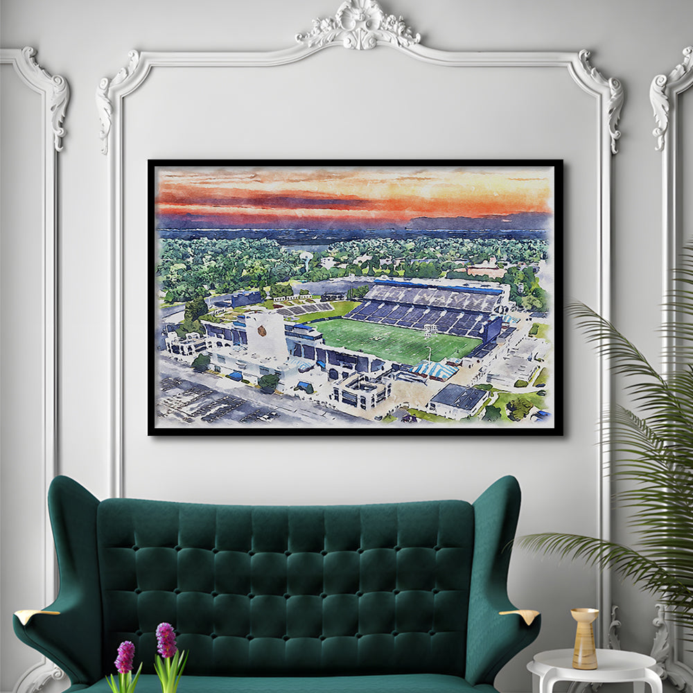 Navy Midshipmen, Navy Marine Corps Memorial Painting Stadium Watercolor, Sport Gift Art, Framed Art Print Wall Decor