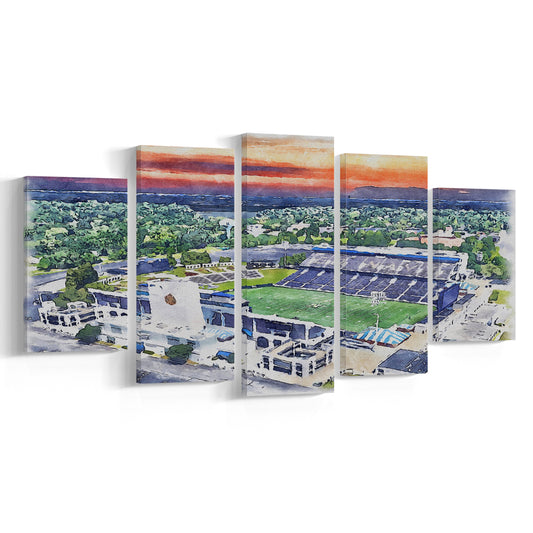 Navy Midshipmen, Navy Marine Corps Memorial Painting Stadium Watercolor, Sport Art, Mixed 5 Panel, Canvas Print Wall Art