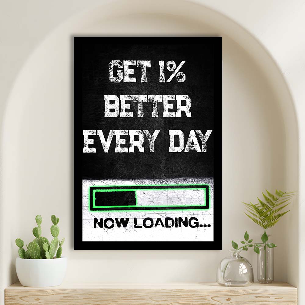 Neon Art Get Better Everyday, Framed Art Print, Picture Framed Wall Art Decor