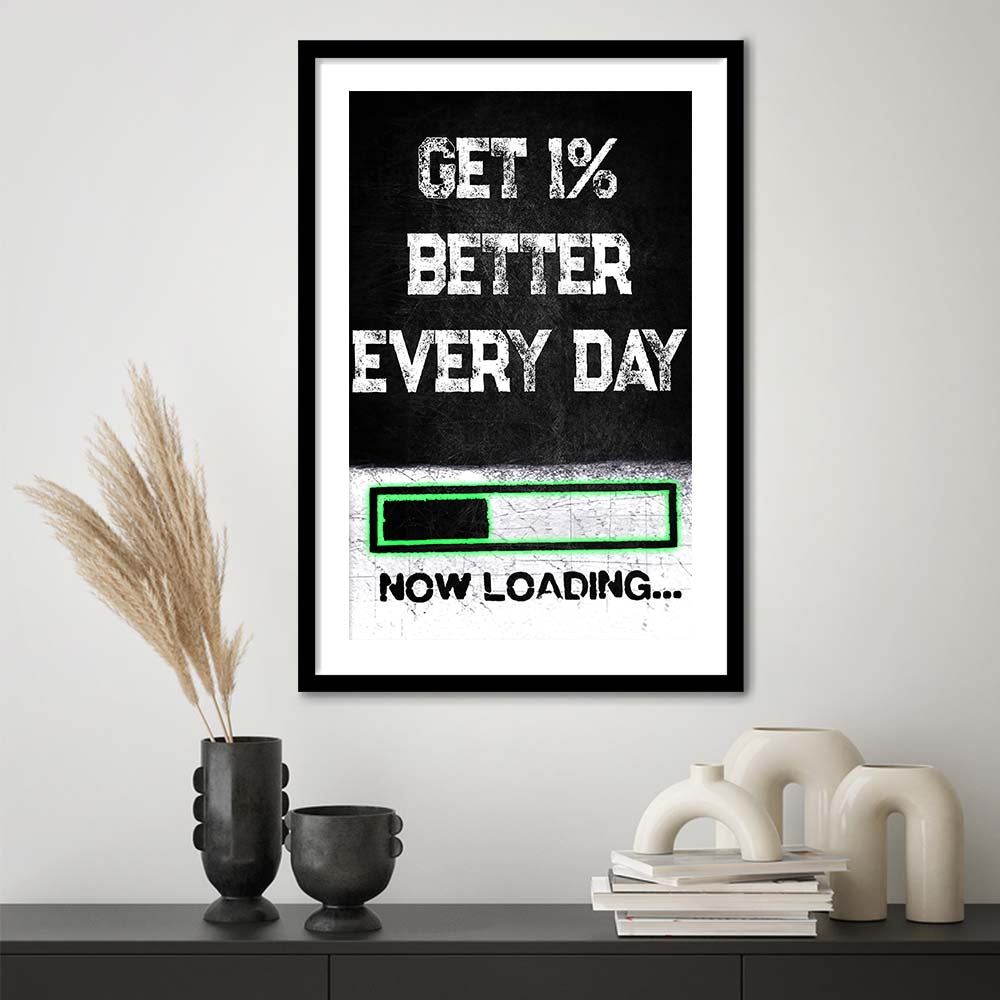 Neon Art Get Better Everyday, Framed Art Print, Luxury Pictures Framed, White Border