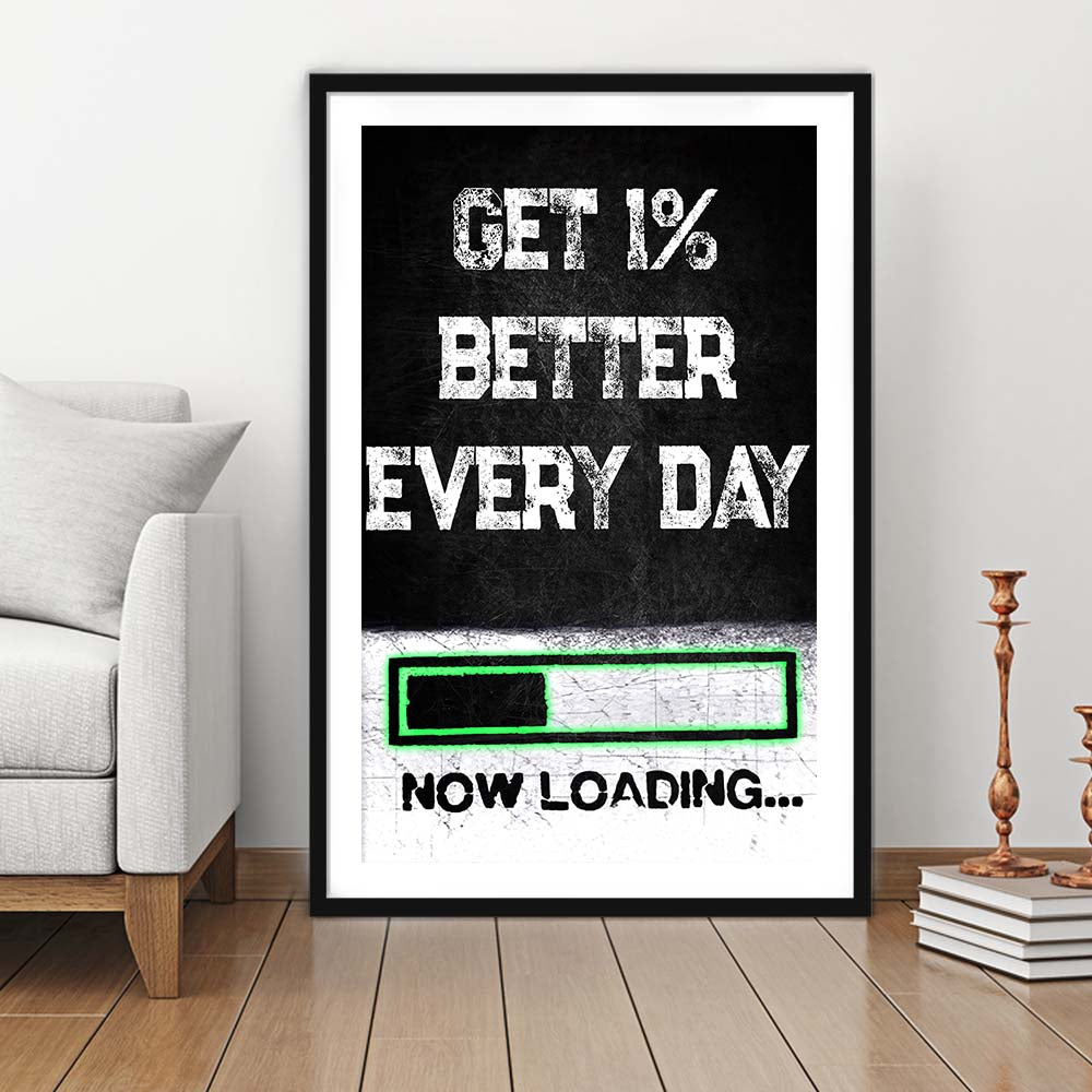 Neon Art Get Better Everyday, Framed Art Print, Luxury Pictures Framed, White Border