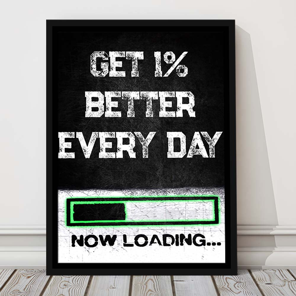 Neon Art Get Better Everyday, Framed Canvas Print, Floating Frame, Luxury Wall Art Decor