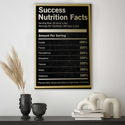 Neon Art Success Nutrition Facts, Canvas Print, Luxury Wall Art Decor, Modern Art