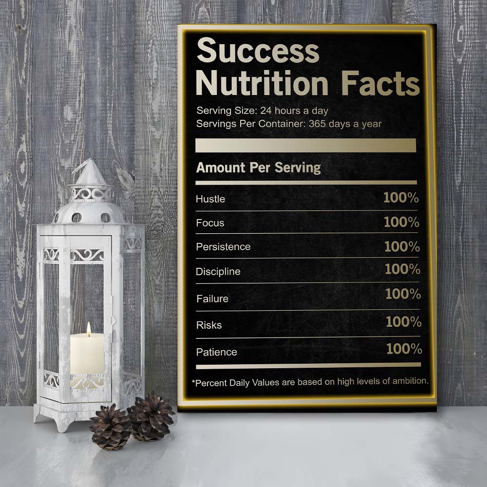 Neon Art Success Nutrition Facts, Canvas Print, Luxury Wall Art Decor, Modern Art