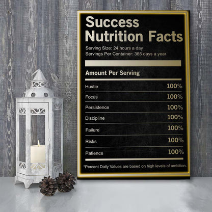 Neon Art Success Nutrition Facts, Canvas Print, Luxury Wall Art Decor, Modern Art