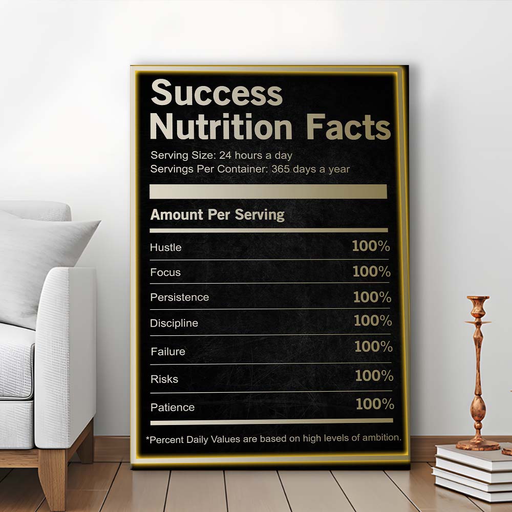 Neon Art Success Nutrition Facts, Canvas Print, Luxury Wall Art Decor, Modern Art