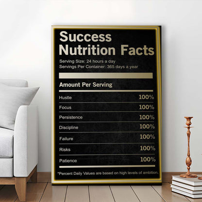 Neon Art Success Nutrition Facts, Canvas Print, Luxury Wall Art Decor, Modern Art