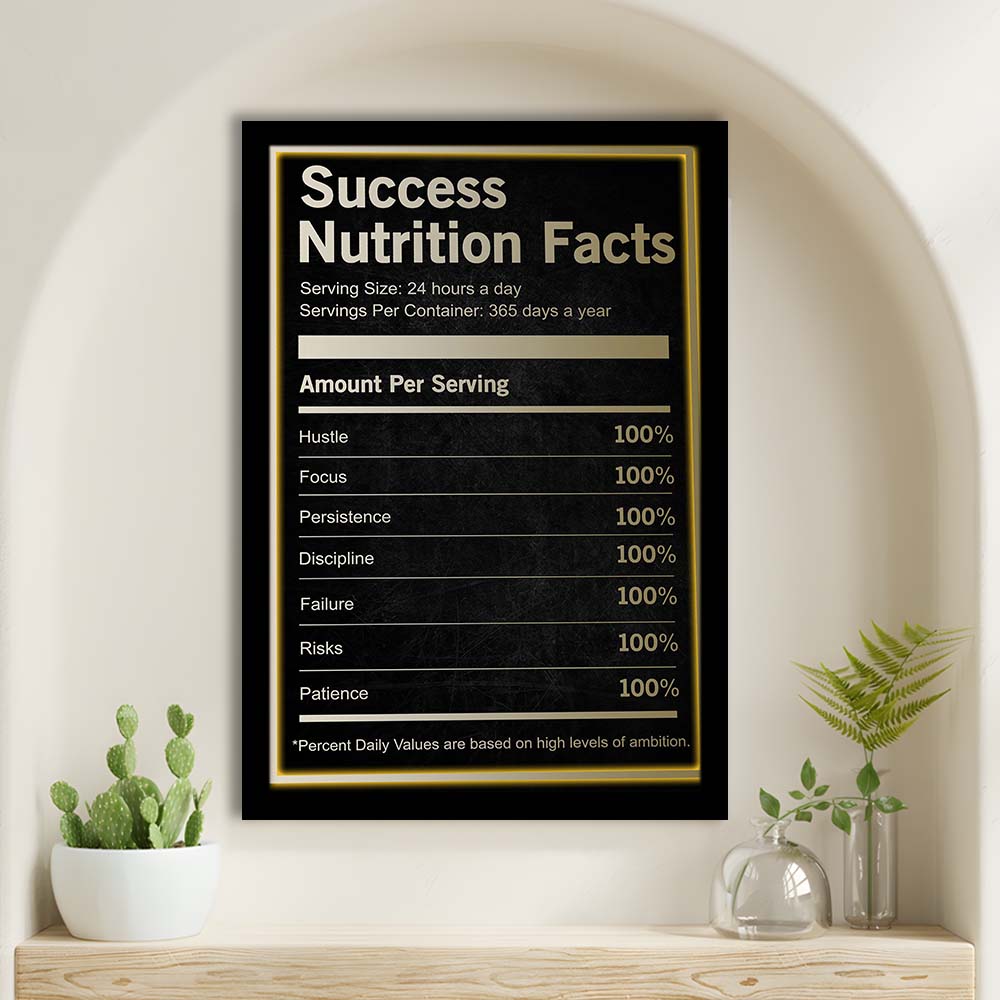 Neon Art Success Nutrition Facts, Framed Art Print, Picture Framed Wall Art Decor