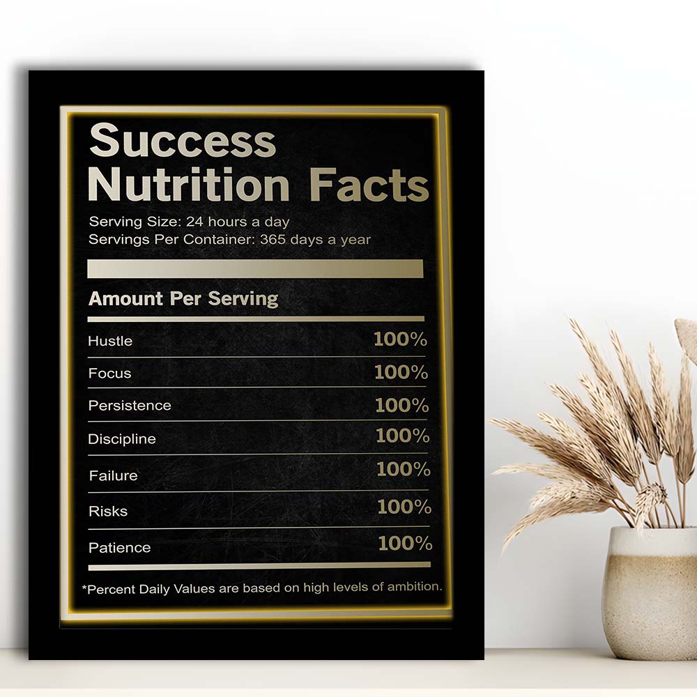 Neon Art Success Nutrition Facts, Framed Art Print, Picture Framed Wall Art Decor